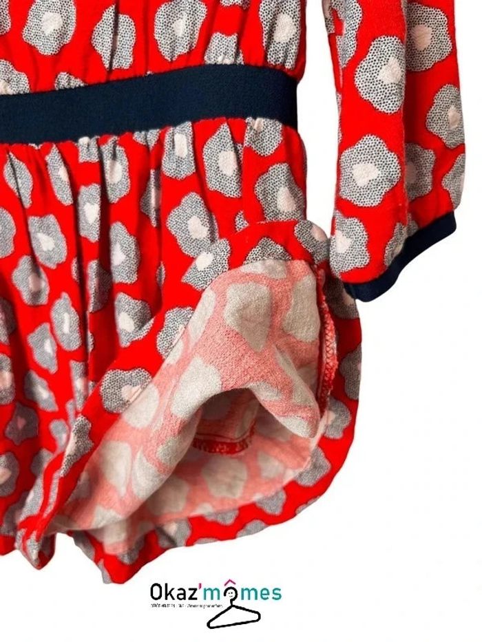 Robe à manches longues rouge à grosses fleurs - Okaïdi 5 ans - photo numéro 4