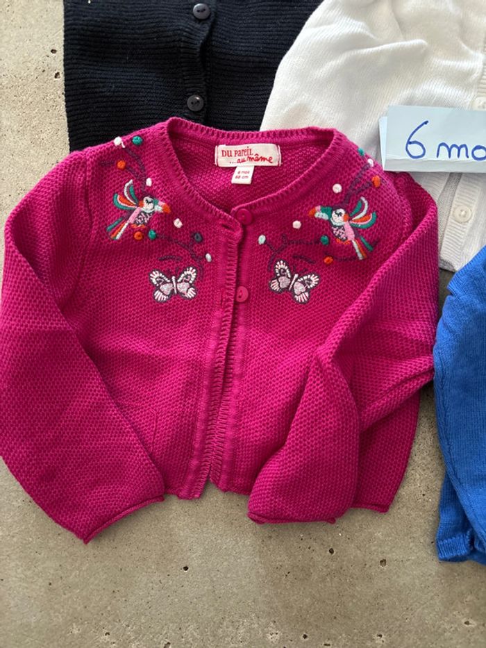 Lot 4 gilets manches longues 6 mois - photo numéro 3
