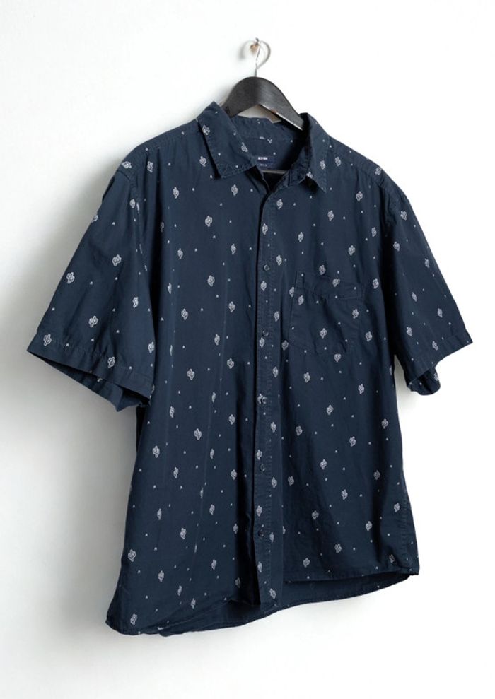 Chemise bleu marine motif cactus 100% coton • Cactus patterned navy shirt Size XXL - photo numéro 4