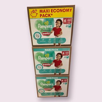 Lot de 3 Maxi Pack de 60  (donc 180) couches Pampers Harmonie Pants [taille 6 : 15+ kg]