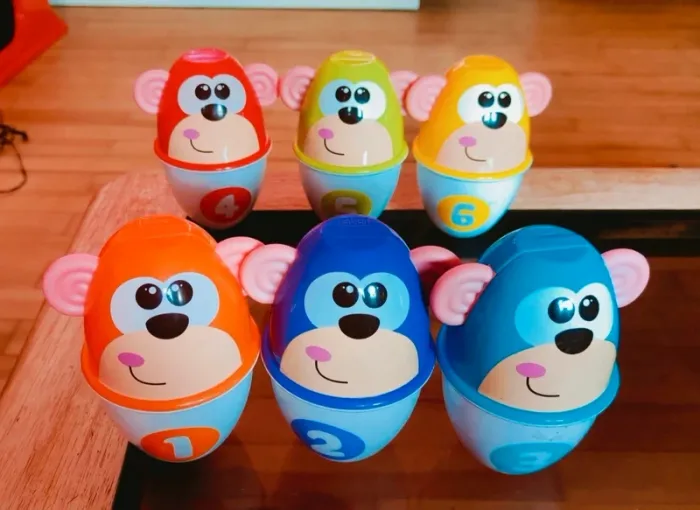 Lot de 6 singes 🐒 d'empilage, couleur et chiffre