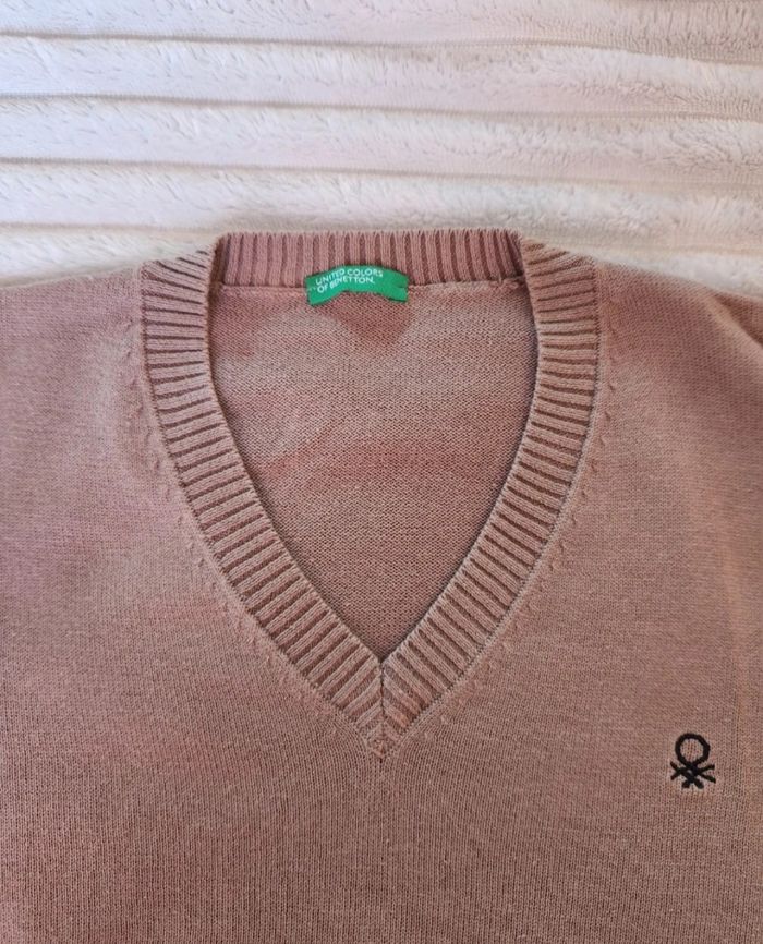 Pull fille 8 ans – Benetton – 100 % coton – marron clair - photo numéro 3