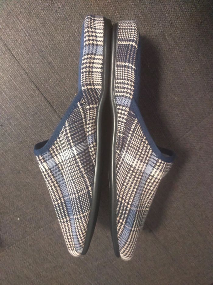 Chaussons homme T 42 neufs carreaux bleu - photo numéro 6