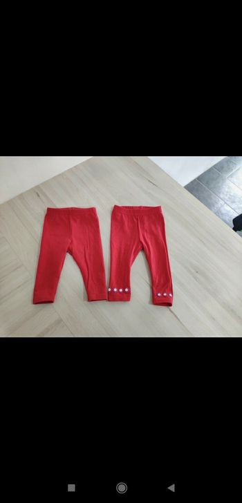 Lot de 2 leggings rouges 6 mois fille