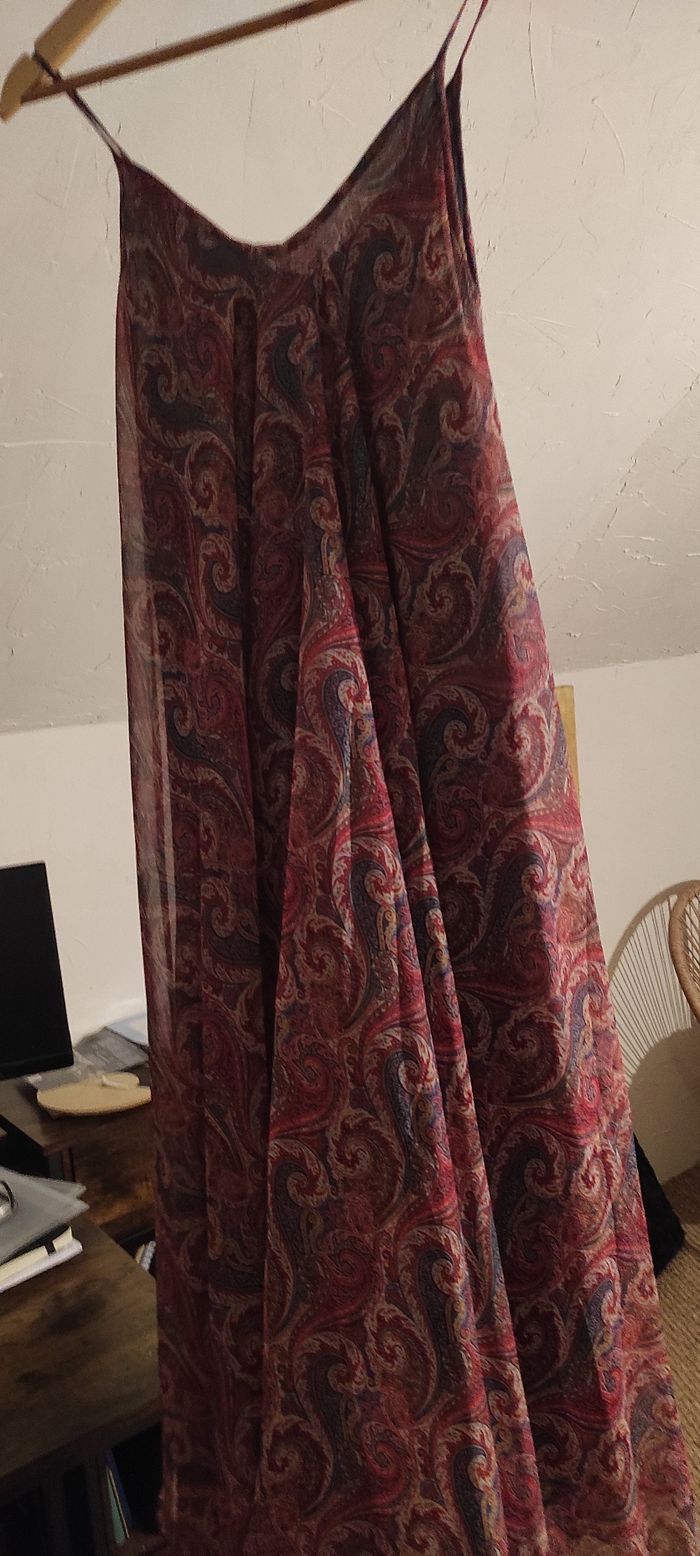 Robe à bretelles rouge/bleue/beige en voilage doublée - photo numéro 2