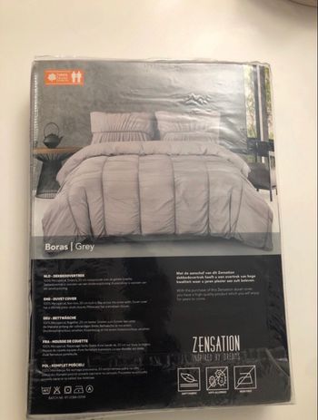 Parure de lit grise 200x200 / 220 – Neuve sous emballage  .