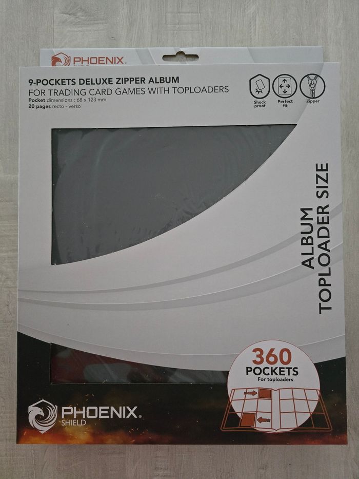 Portfolio Phoenix Shield Zip Binder 360 Toploaders Noir