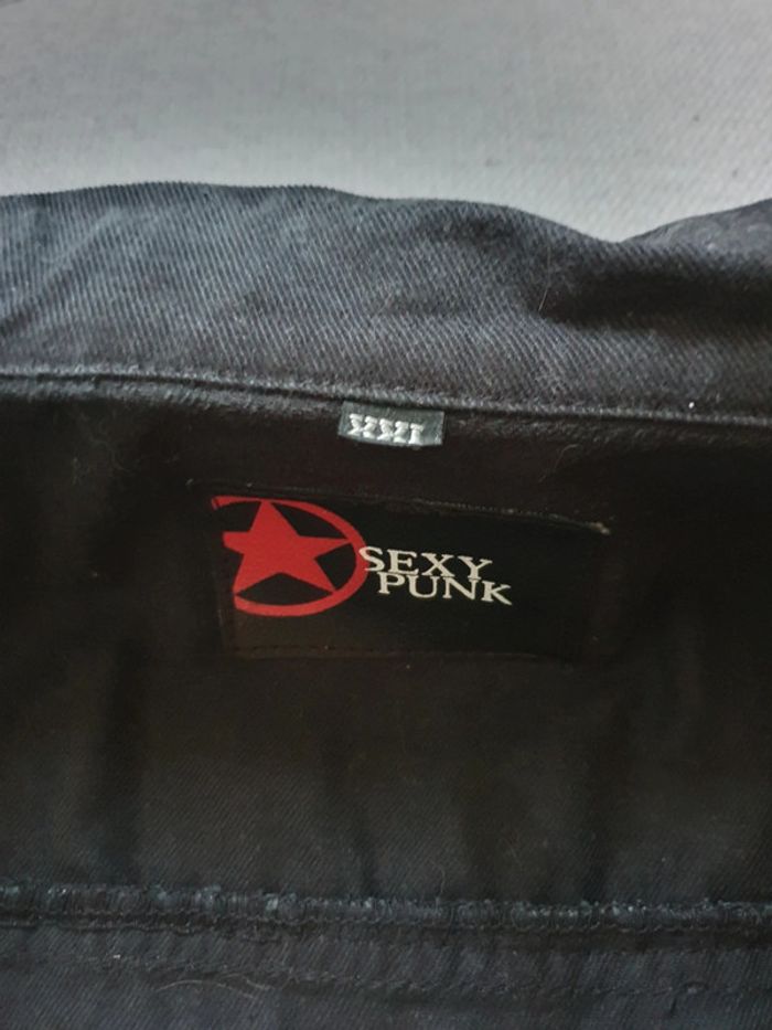 Veste en jean noire sexy punk patch dark funeral - photo numéro 9
