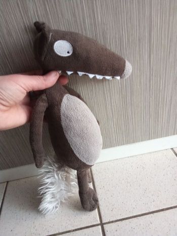 Doudou, peluche loup marron, gris, auzou