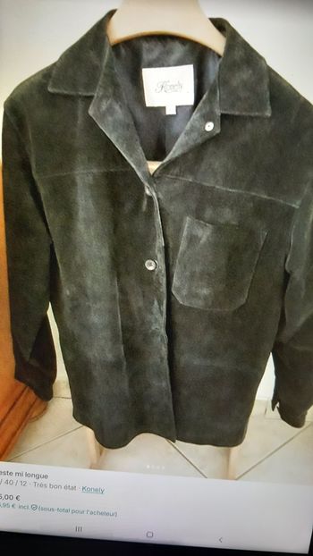 VESTE EN CROÛTE DE  CUIR VEAU VELOURS
