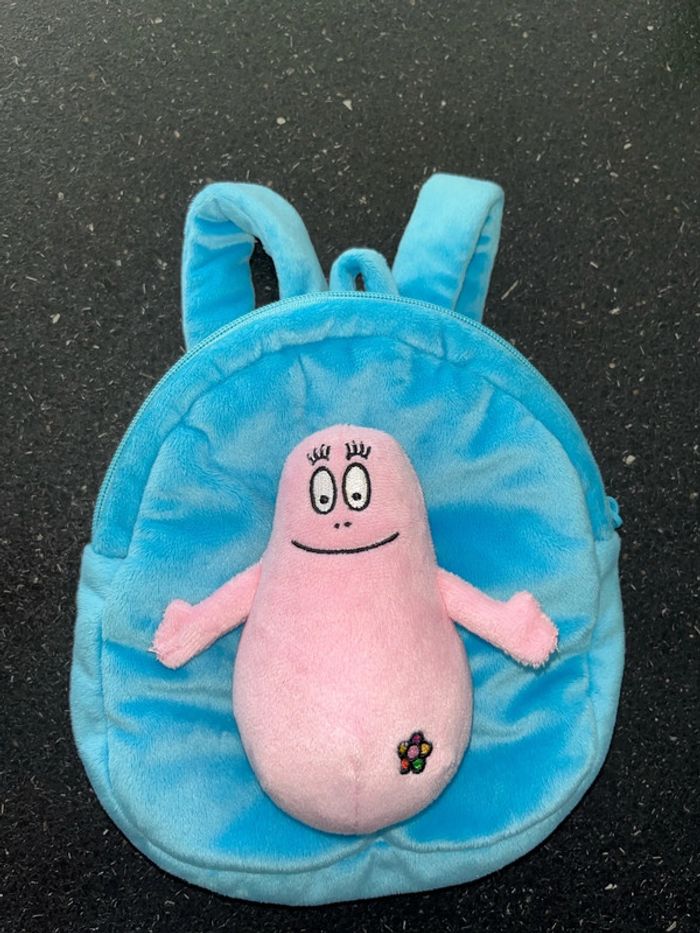 Peluche doudou, Barbapapa, sac à dos bleu rose