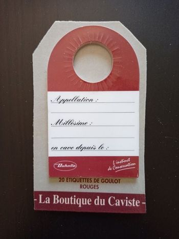 Etiquettes de goulot rouges - vin "La Boutique du Caviste"