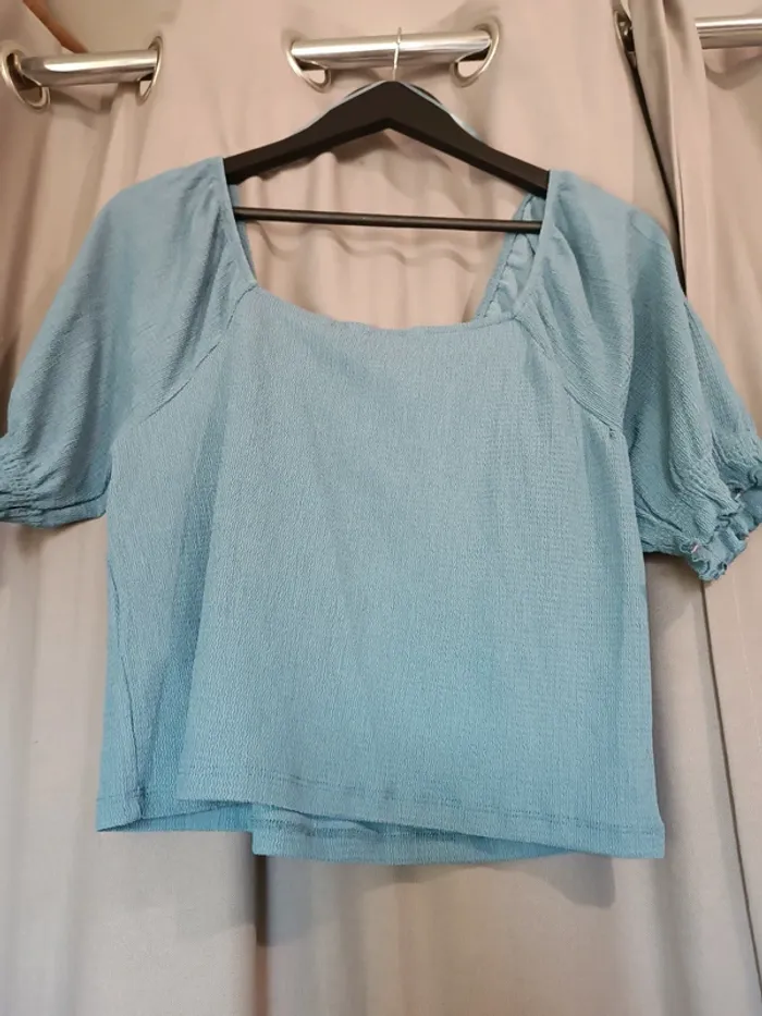 Blouse manche courte bleu - photo numéro 4