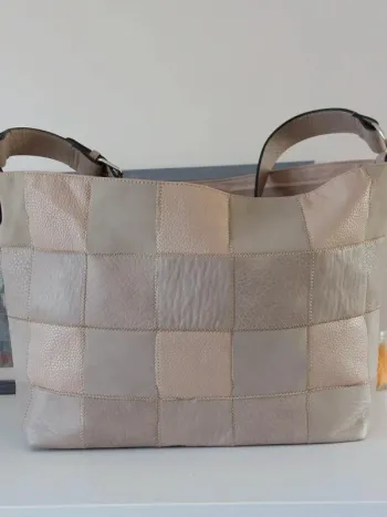 Grand sac beige patchwork