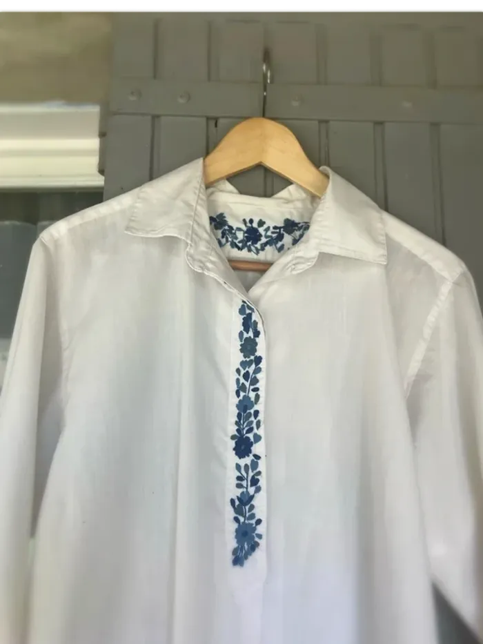 Sublime chemise blanche parisienne vintage - style Grèce - taille L - oversize