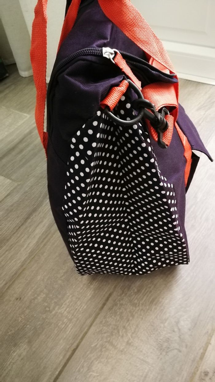 Sac en tissu bleu foncé à pois - photo numéro 3