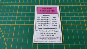 Titre de Propriété il était une fois pièce jeu de société Monopoly Disney éditions Hasbro #B94