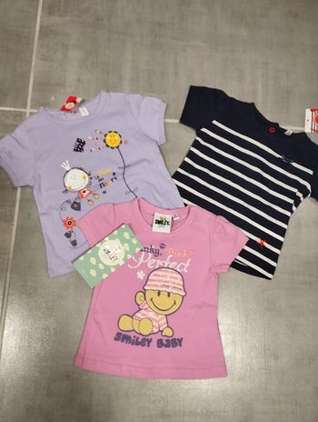 Lot de 3 t-shirts manches courtes 6 mois neufs