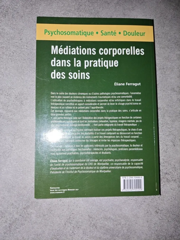 Médiations corporelles dans la pratique des soins Eliane Ferragut - photo numéro 2