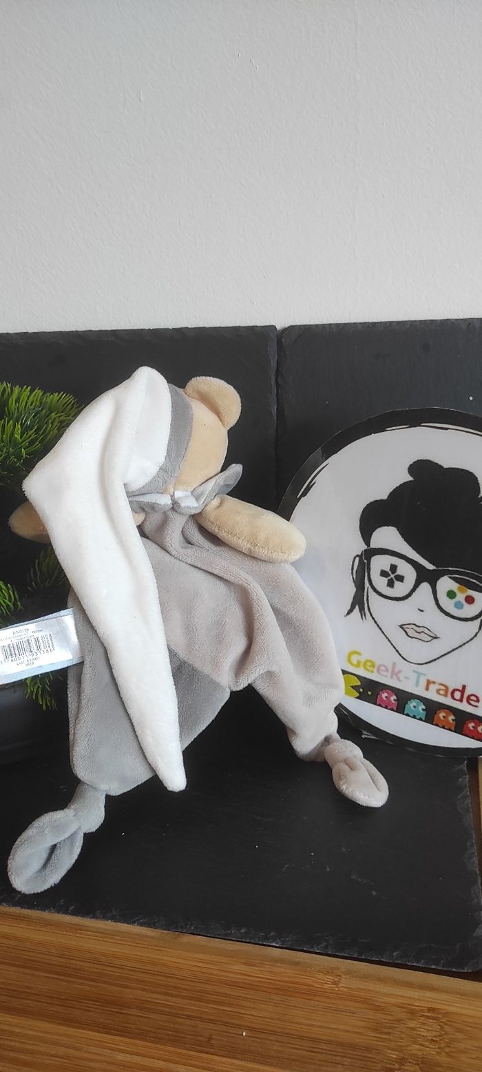Doudou Baby nat Ours Luminescent Plat Etoile Lune beige Bn0138 gros bonnet noeud - photo numéro 2