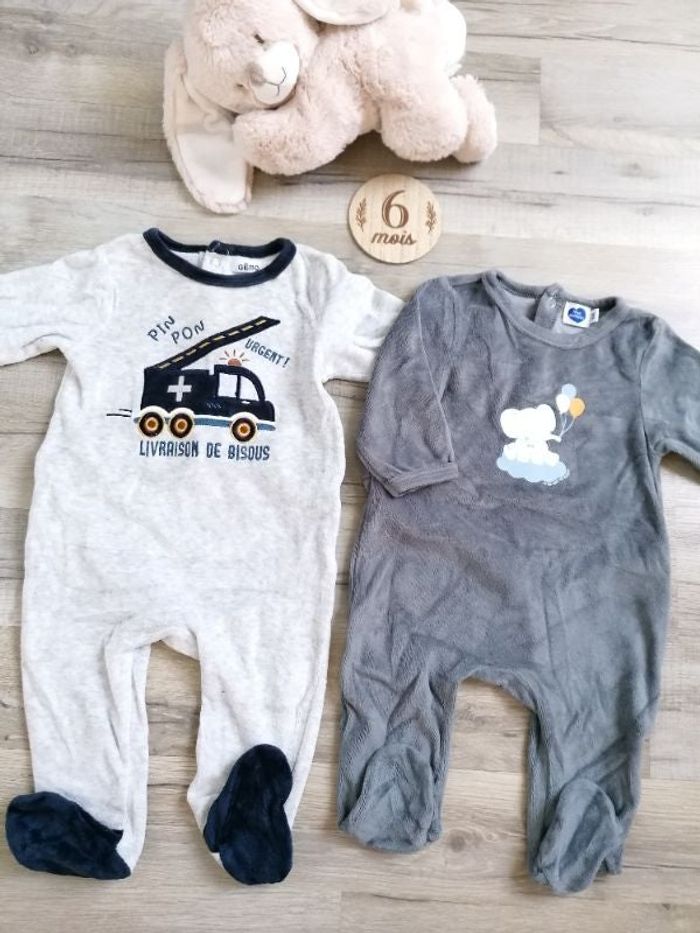 Lot pyjama velours 6 mois