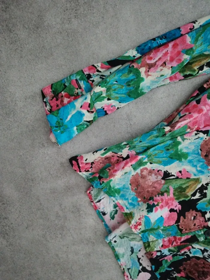 Chemise manches longues motifs peinture rose vert bleu M Zara - photo numéro 3