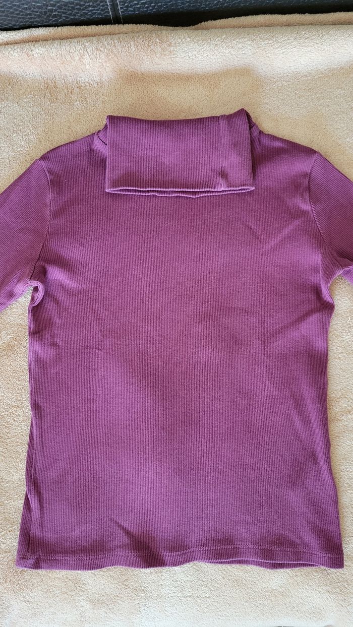 Teeshirt manches longues, col roulé, maille côtelée, 8 ans - photo numéro 2