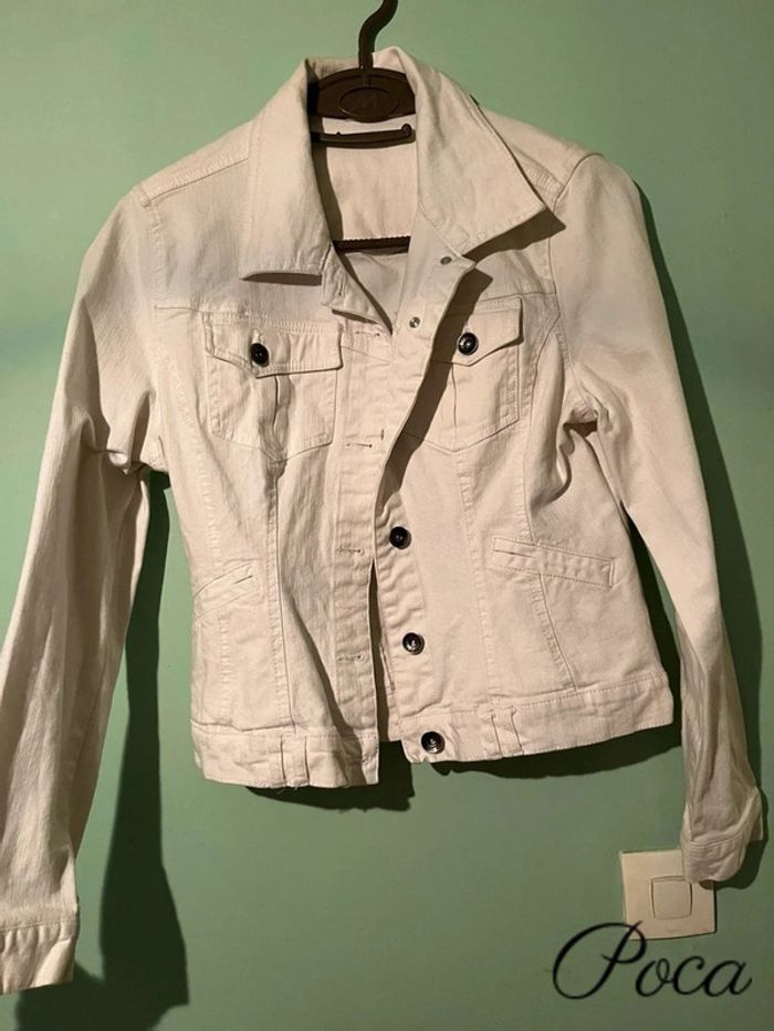 Veste en jean blanc OCCAZ Taille 36 / S - photo numéro 2