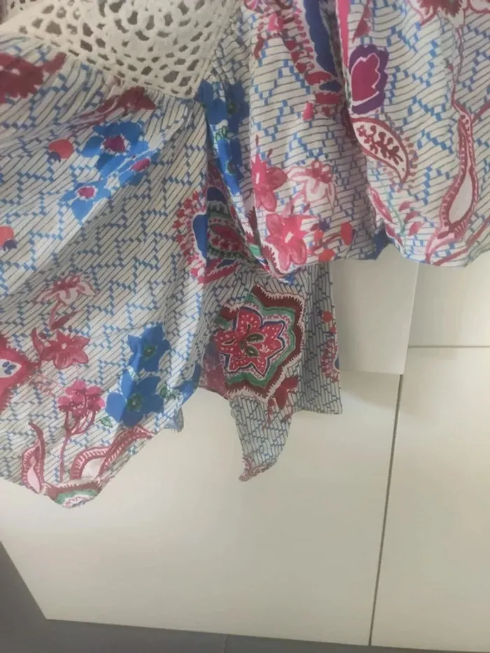 Zara top chemisier fleurie broderie M - photo numéro 7