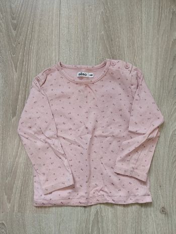 T-shirt manches longues rose petites fleurs Gémo fille 18 mois