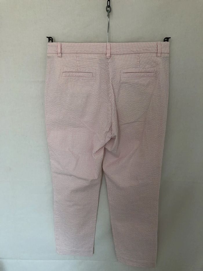 Pantalon stretch sept huitième rayures roses Benetton taille 34 neuf - photo numéro 2