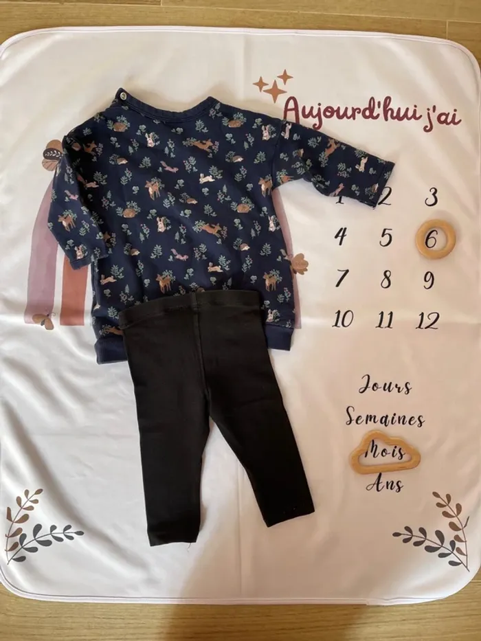 Ensemble bébé fille H&M – Taille 6 mois - Motif Foret - photo numéro 2