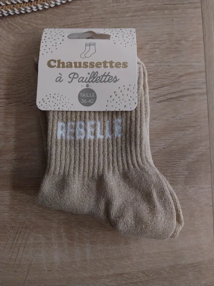 Chaussettes à paillettes Beige