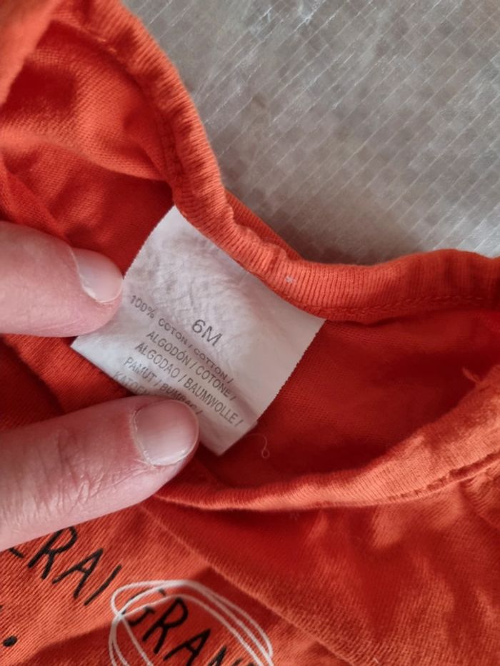 T-shirt manches longues rouge 6 mois - photo numéro 2