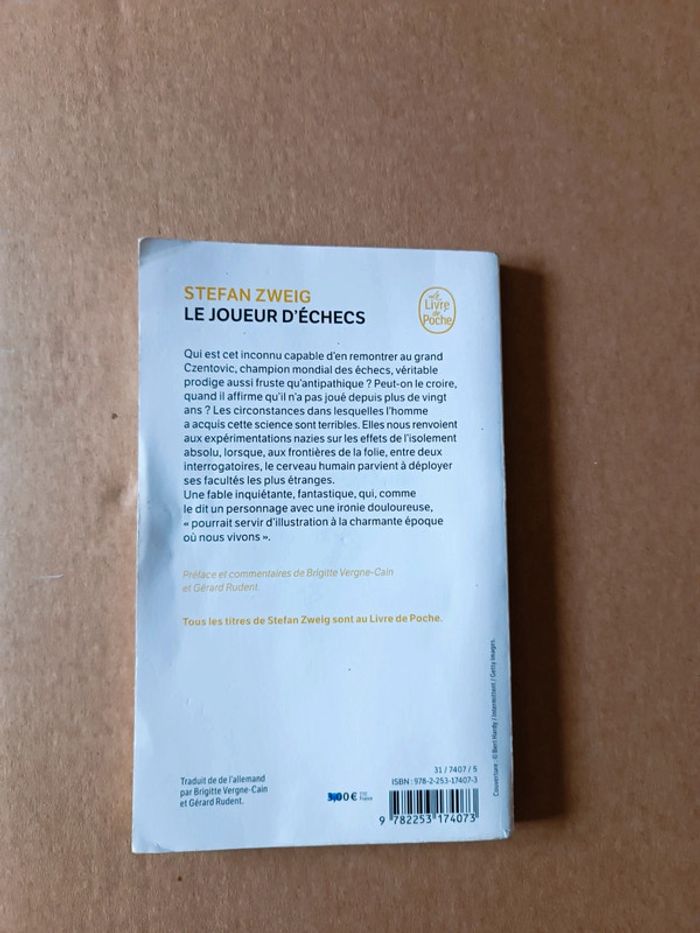 Livre " le joueur d'échecs" Stefan Zweig - photo numéro 2