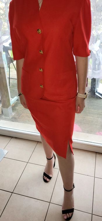 Ensemble tailleur rouge vintage Devernois Paris 38/40