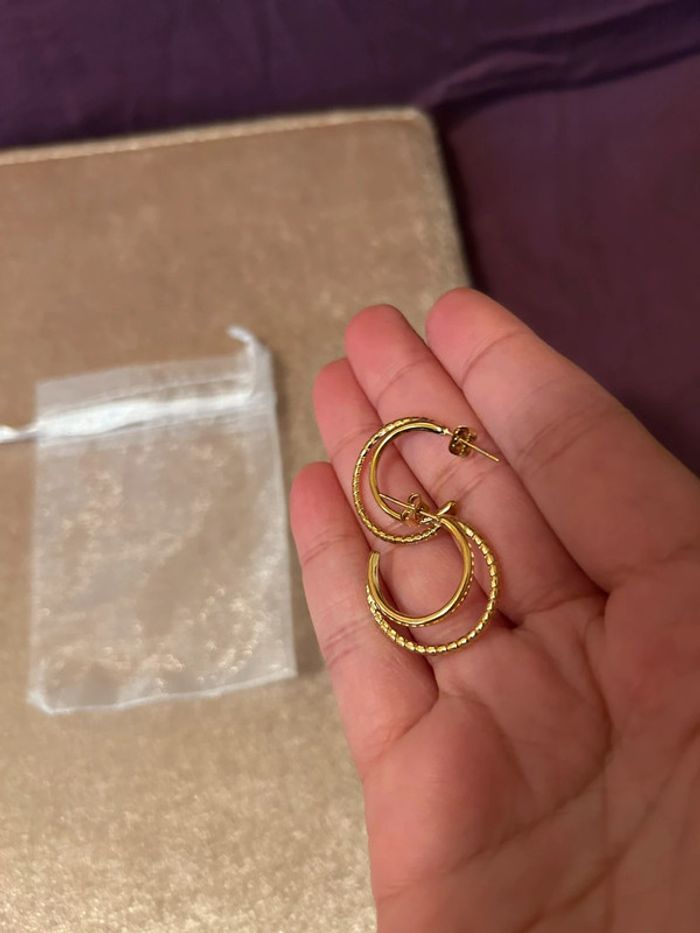 Boucles d’oreilles dorée en acier inoxydable - photo numéro 6