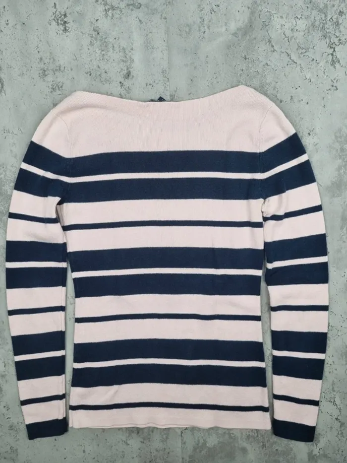 Sweat rayé rose et bleu marine Tommy Hilfiger – Taille XS Femme (mesures en photos) - photo numéro 4
