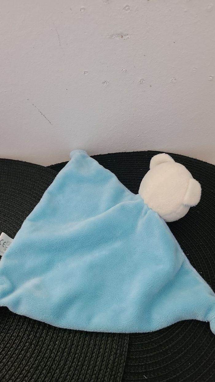 Doudou plat triangle ours bleu blanc étoiles RPC - photo numéro 2