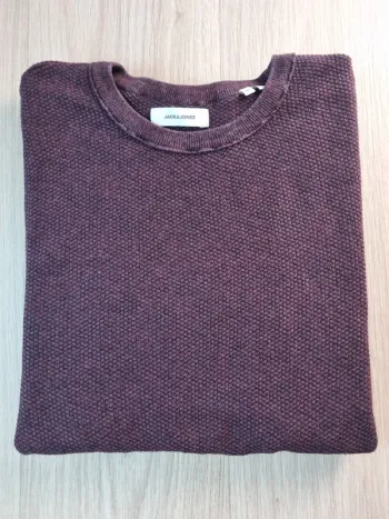 Pull a col rond Jack & Jones bordeaux Homme Taille L