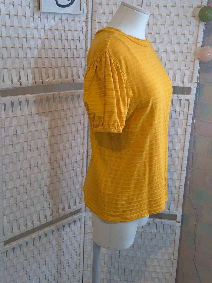 Joli T-shirt jaune moutarde texturé manches bouffantes Creeks femme TM / 38 - photo numéro 5