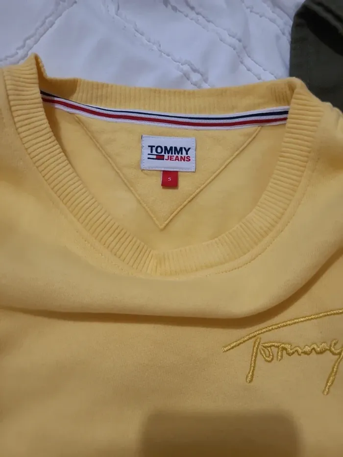Pull tommy jeans jaune - photo numéro 5