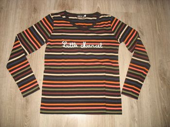 TEE SHIRT ML NOIR RAYÉ MULTICOLORE "LITTLE MARCEL" - TAILLE XL - n°05