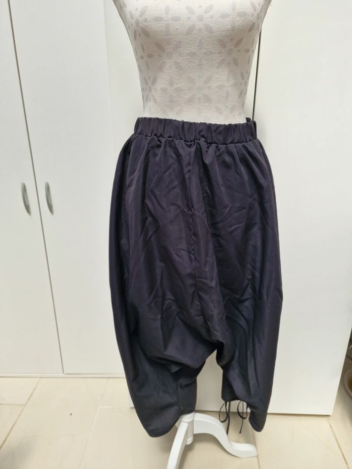 Pantalon Sarouel Jambes Ultras Larges Taille Elastique Noir - photo numéro 8