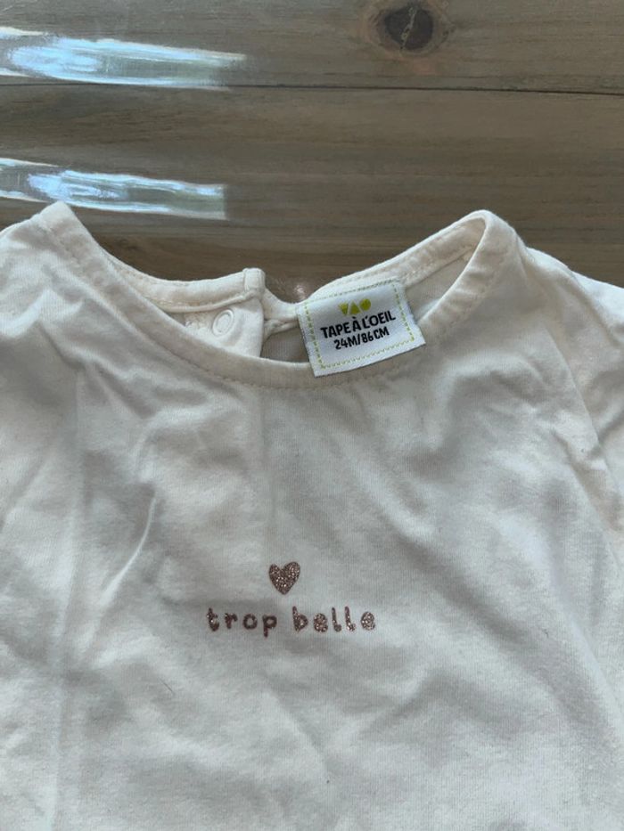 T-shirt manche longue tape à l’œil crème 24 mois - photo numéro 2
