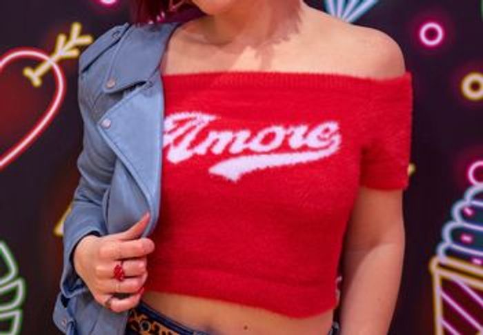 Top “Amore” Forever 21 – rouge fluffy, taille L (très extensible) - photo numéro 3