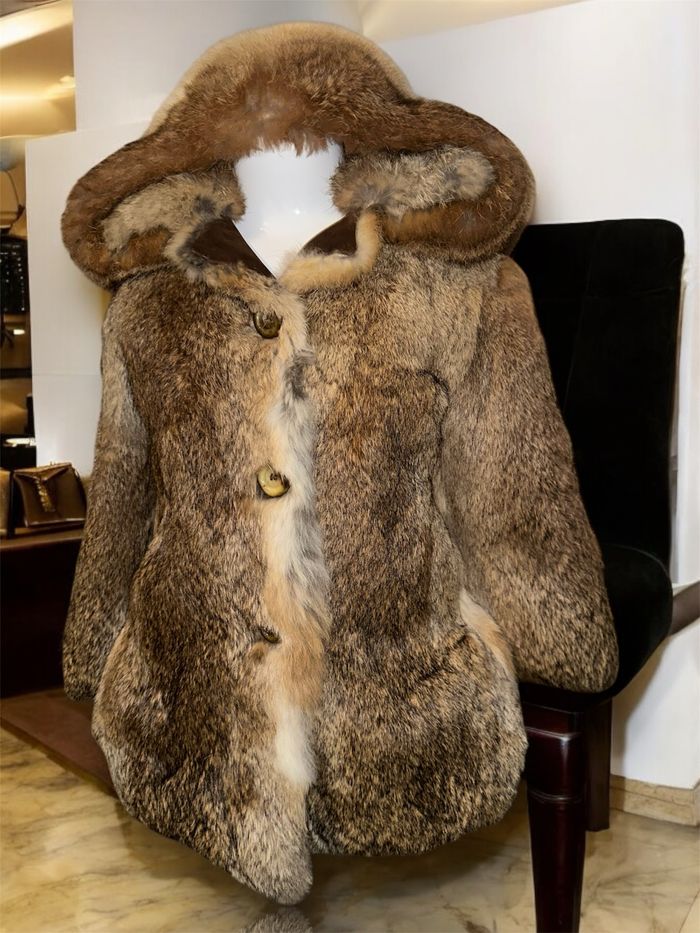 Manteau à capuche véritable fourrure pour filles 4/5Y Marcelle cadau