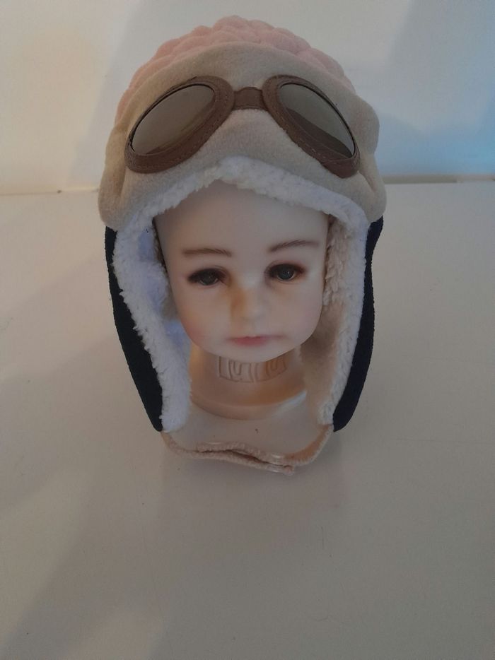Bonnet aviateur rose et bleu fille 2-3ans - photo numéro 5