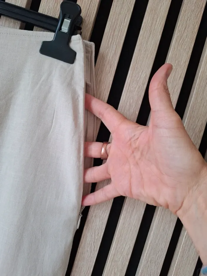 Pantalon  coton lin beige Étam T 42 - photo numéro 6