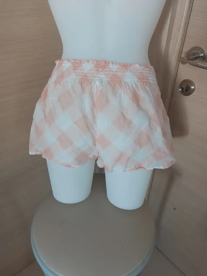 Shorty à carreaux rose et blanc - photo numéro 3